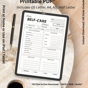 Alltags Wochenplaner für Selbstpflege: Wellness Journal Printable (US Letter, A4, A5, Half Letter) (Digital PDF)