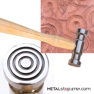 Bulls Eye Pattern Metal Texture Hammer Jewelry Making tool for making pattern designs on soft metal narrow and wide bullseye pattern tool