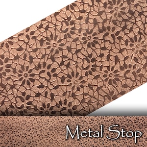 Textured Copper 24 gauge Sheet Metal 2.5&quot; x 12&quot; - Flower Leaf Pattern Solid Copper Sheet Metal 86