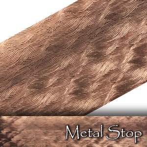 Textured Copper 24 gauge Sheet Metal 2.5&quot; x 12&quot; - Wavy linear Pattern Solid Copper Sheet Metal 79