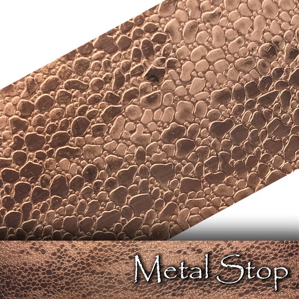 Textured Copper 24 gauge Sheet Metal 2.5" x 12" - Stone Wall Pattern Solid Copper Sheet Metal 49