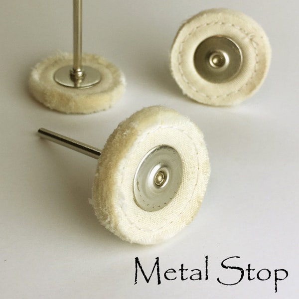 MINI BUFF WHEEL rotary bit, 1/8" shank mounted muslin buff jewelry making tool for use with polishing compounds for quick metal polishing