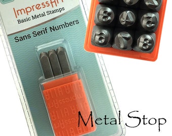 3mm Basic Number Stamps Jewelry Making Tools set sans serif numbers by Impressart (approx. 1/8&quot;) perfect size number stamps