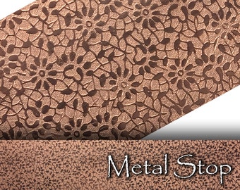 Textured Copper 24 gauge Sheet Metal 2.5" x 12" - Flower Leaf Pattern Solid Copper Sheet Metal 86