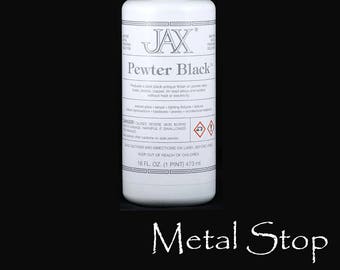 Jax Pewter Black Metal finisher - 16 oz. bottle - Works on pewter, lead, brass, bronze, copper, nickel, tin-lead alloys, solders