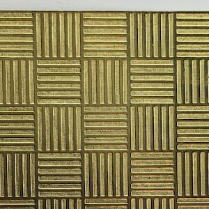 Textured Brass Sheet 2.5&quot; x 3&quot; - Striped Cube Pattern 65 - Great for Jewelry or Rolling Mill impressions