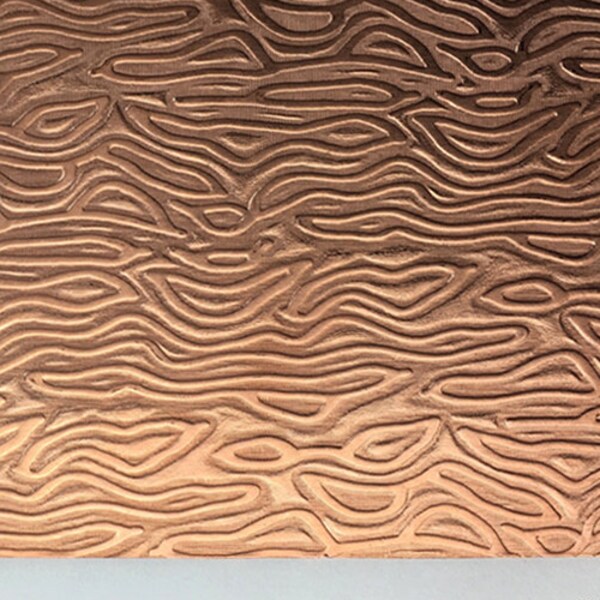 Textured Copper 24 gauge Sheet Metal 2.5" x 3" - Solid Copper Van Gogh sky abstract elongated ripple pattern - Great for Jewelry Making 80