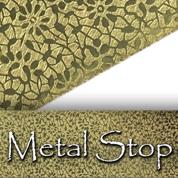 Textured Brass Abstract Flower and Leaf Pattern 24 gauge Sheet Metal 2.5" x 12" - Solid Brass Sheet Metal 86