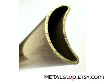 Vintage Brass Crescent Moon Shape Tube 3/4" face height x 3/8" face width 1/32" wall thickness 12" length