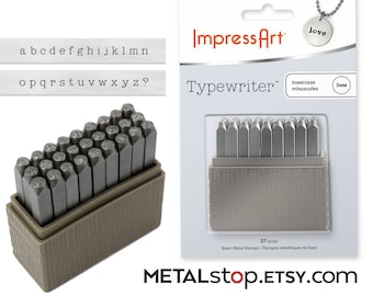 3mm LOWER CASE Typewriter Serif font Metal Letter Stamp Set by Impressart font similar to Courier