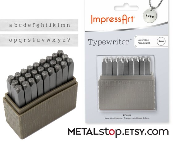 69-244-94 ImpressArt 3mm Basic Lowercase Typewriter Metal Letter Stamp Set,  27 pieces - Rings & Things