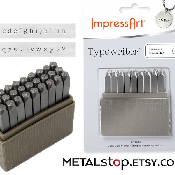 3mm LOWER CASE Typewriter Serif font Metal Letter Stamp Set by Impressart font similar to Courier