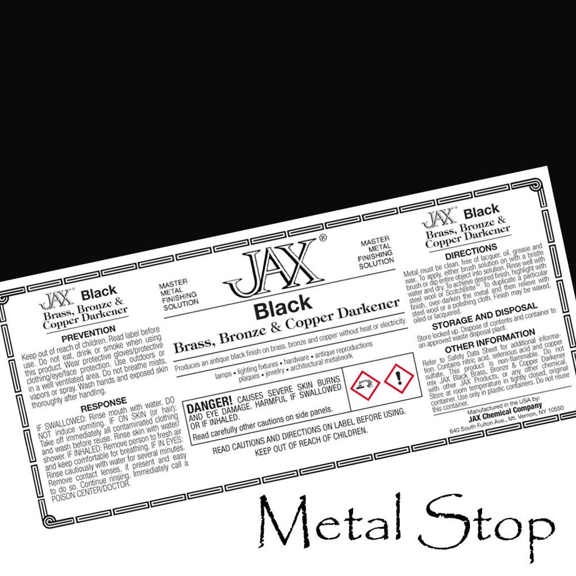 Jax Black Darkener Solution for Brass Bronze and Copper 16 Etsy