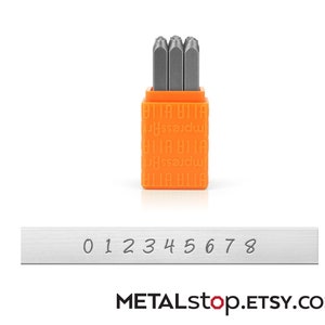 ImpressArt&#39;s Bridgette number stamp set 3mm 9 stamps for use with soft metals, fun font great price