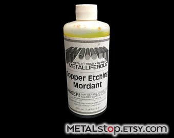 Copper Etching Mordant for copper jewelry or decorative copper work - 16 ounce bottle