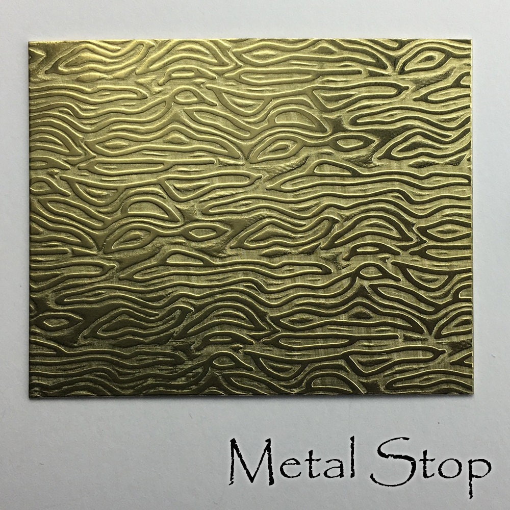 Textured Brass Sheet 2.5" x 3" - Wavy Line Pattern 80 - Gre…