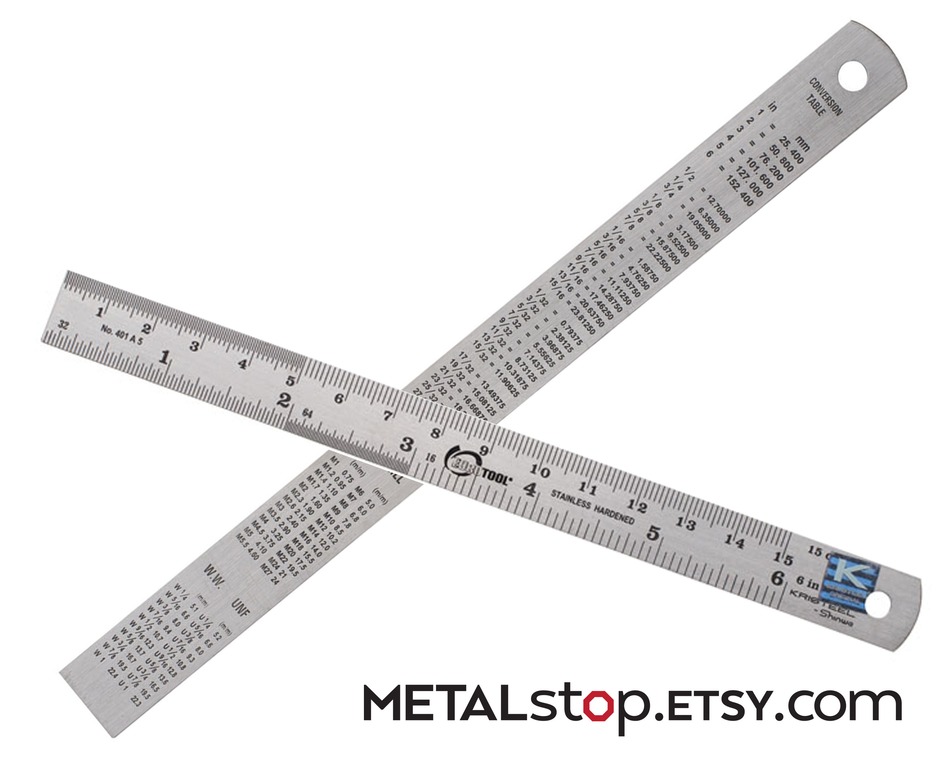 RUNROTOO 1pc Scale Metal Precision Ruler Millimeter Ruler