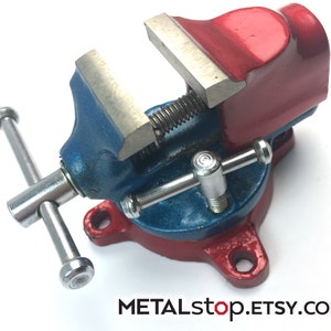 1.25 inch Small Mounted Jewelers Bench Vise hardened steel jaw featuring a rotating lockable swivel base for small items or work spaces