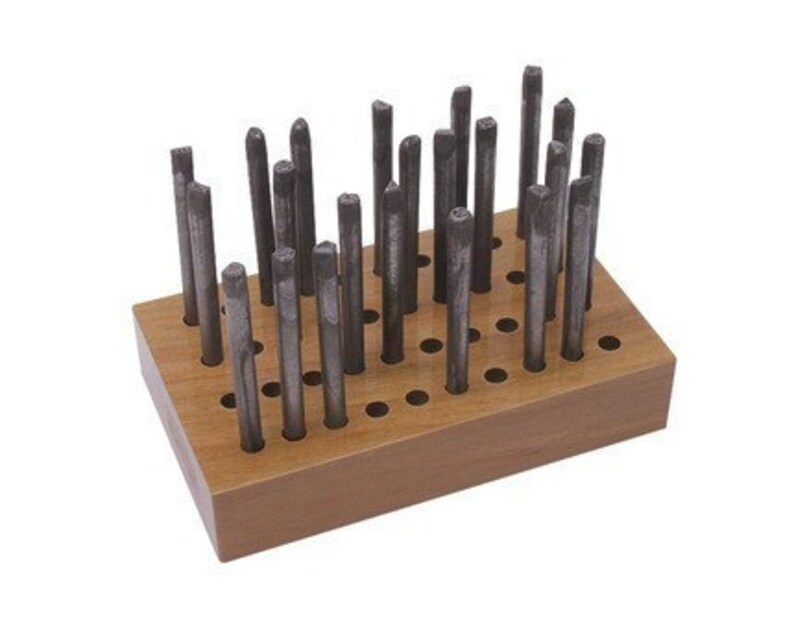 40-Hole Wooden Stamp Organizer Stand – For Metal Marking, Jewelry Stamps