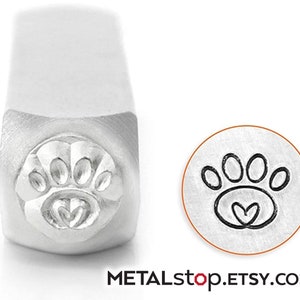 Pfote Druck mit winzigen Herz Metall Design Stamp Tool 6mm Impressart für weiche Metalle Schmuck machen Werkzeug, um Tier Themen Schmuck zu schaffen