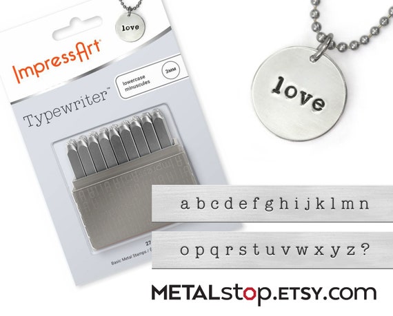 ImpressArt TYPEWRITER Stamp Set, Uppercase Stamping Kit, 3mm