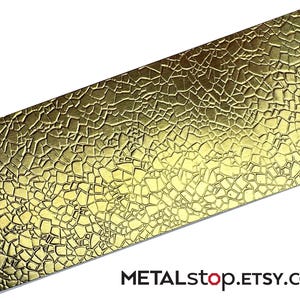 Textured Brass Cracked Shattered Pattern 24 gauge Brass Sheet Metal 2.5" x 12" - Solid Brass - Great for Rolling Mills