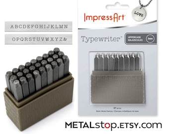 3mm UPPER CASE Typewriter Serif font Metal Letter Stamp Set by Impressart font similar to Courier