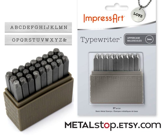 3mm UPPER CASE Typewriter Serif Font Metal Letter Stamp Set by