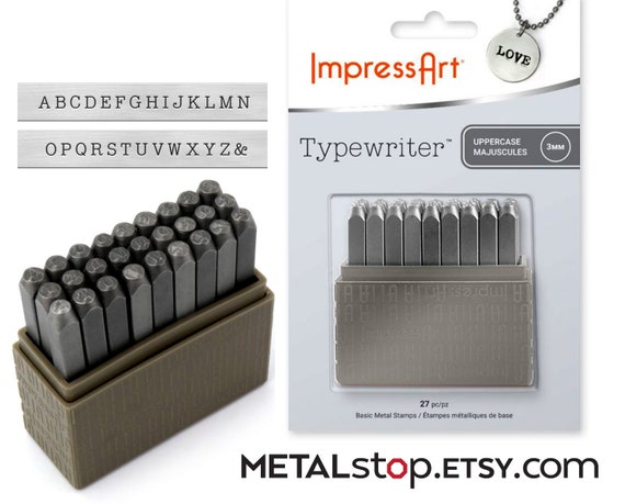 3mm UPPER CASE Typewriter Serif Font Metal Letter Stamp Set by Impressart  Font Similar to Courier 