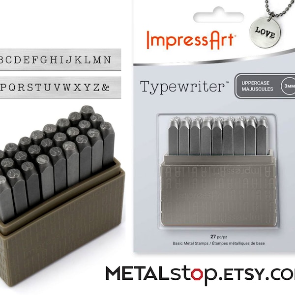 3mm UPPER CASE Typewriter Serif font Metal Letter Stamp Set by Impressart font similar to Courier