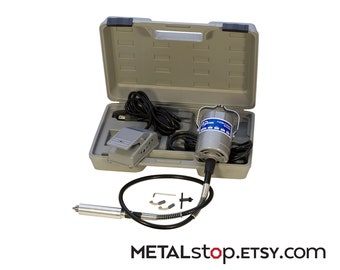 Máquina de eje flexible con pedal para la fabricación de joyas, pieza de mano estándar de 5/32 pulgadas (4 mm) con estuche rígido resistente y enchufe estadounidense.