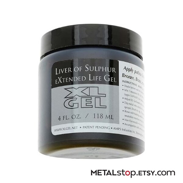 Liver of Sulphur XL GEL - Large 4 oz container -  No Mess - Easy to use - Darken your metals or blacken your stampings - Long Lasting