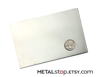 Chapa de alpaca (plata alemana) de 10 x 15 cm. Elija entre calibres 16 (el más grueso), 18, 20, 22, 24, 26 o 28. Aleación 752.