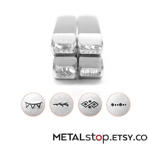 Impressart Border Pack Series 2 Metal Stamp set of 4 border designs 6mm party flag tree branch diamond dots and dot string designs