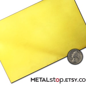 Yellow Brass Sheet Metal 14 gauge, 16 gauge, 18 gauge, 20 gauge, 22 gauge, 24 gauge or 26 gauge thickness