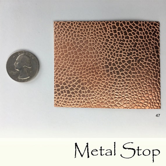 Textured Copper 24 Gauge Sheet Metal 2.5 X 3 Solid Copper Patio Pebble  Webby Texture Great for Jewelry Making 47 