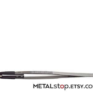 Beading Tweezer Nylon Tipped designed for sorting and handling delicate beads pearls stainless shank handle with excellent grip 6.25&quot; length