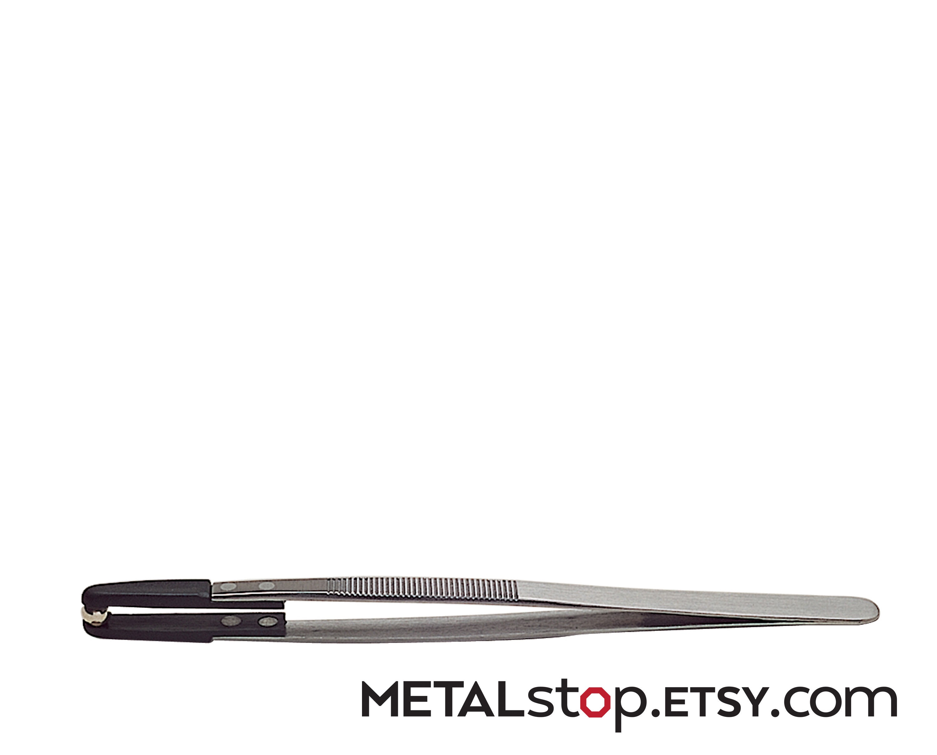 Beading Tweezer Nylon Tipped designed for sorting and handling delicate beads pearls stainless shank handle with excellent grip 6.25" length