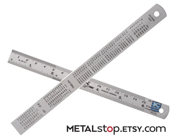 6 Inch Precision Stainless Steel Ruler .5mm Marks and .64th Inch