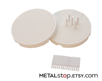 Two Mini 3 inch round honeycomb ceramic soldering block with 20 pins