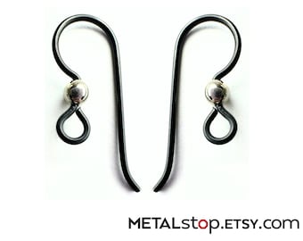 Anodized Niobium Ear Wires Black with sterling silver ball: 10 sets