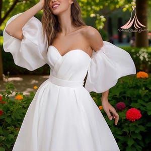 Elegant Tulle Wedding Dress With Puff Sleeves And Off Shoulder Collar French Hepburn Style Reception Gown For Petite And Plus Size Brides