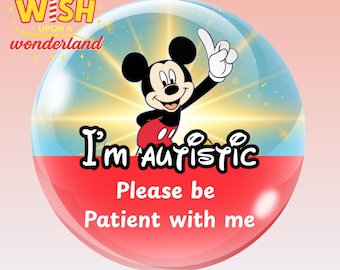 Mickey Mouse Autism Awareness Badge: Hidden Disability Communication Pin Badge