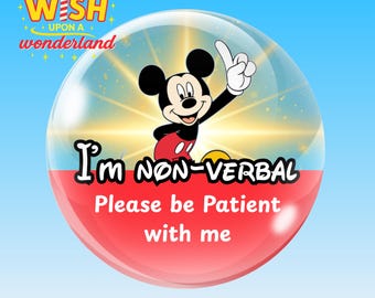 Mickey Mouse Autism Awareness Badge: Non-Verbal Hidden Disability Communication Pin Badge