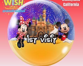 Topolino e Minnie – Prima visita - Disney World - Disneyland Paris - Shanghai - Tokyo - Spilla/distintivo/bottone personalizzato ispirato a Disney