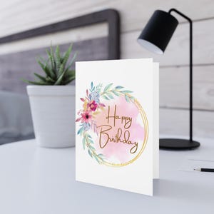 Elegant Floral Happy Birthday Greeting Cards, Birthday Wishes, Handmade Cards, Celebration Cards, Special Occasion Notes