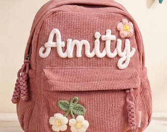 Mochila infantil de pana personalizada, mochila escolar con nombre personalizado, regalo para el Día del Niño, mochila infantil con nombre, bolsas para guardería, mini mochila.