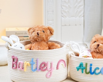 Personalized Handmade Basket, Handmade Baby Gift Basket,Toy Organizer,Baby Shower Gift,Newborn Gift,Rope Cotton Baby Basket,Baby Girl Boy