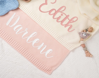 Manta de bebé personalizada, manta tejida con nombre, manta personalizada con nombre, regalo para baby shower, recuerdo para bebé, manta para recién nacido