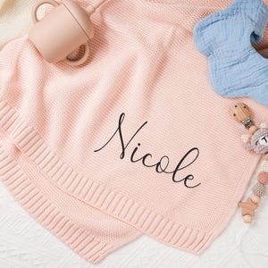 Custom Baby Name Blanket,Embroidered Name Blanket,Personalized Baby Blanket,Soft Cotton Knit,Soft Baby Blanket,Newborn Gift,Baby Shower Gift